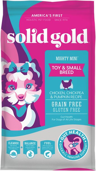 Solid Gold Mighty Mini Gut Health Small & Toy Breed Grain-Free Chicken, Chickpea & Pumpkin Dry Dog Food, 4-lb bag slide 1 of 7