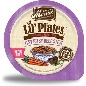 Merrick Lil' Plates Grain-Free Small Breed Wet Dog Food Itsy Bitsy Beef Stew, 3.5-oz tub, case of 12