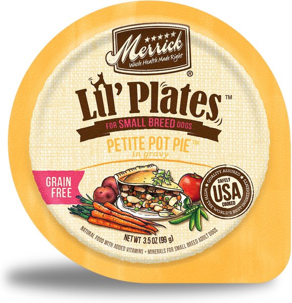 Merrick Lil' Plates Grain-Free Small Breed Wet Dog Food Petite Pot Pie, 3.5-oz tub, case of 12 slide 1 of 9