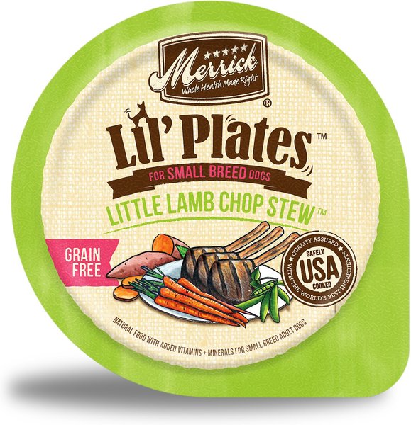 Merrick Lil' Plates Grain-Free Small Breed Wet Dog Food Little Lamb Chop Stew, 3.5-oz tub, case of 12 slide 1 of 10