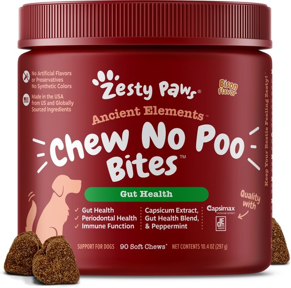 ZESTY PAWS Ancient Elements Chew No Poo Bison Flavored Soft Chews