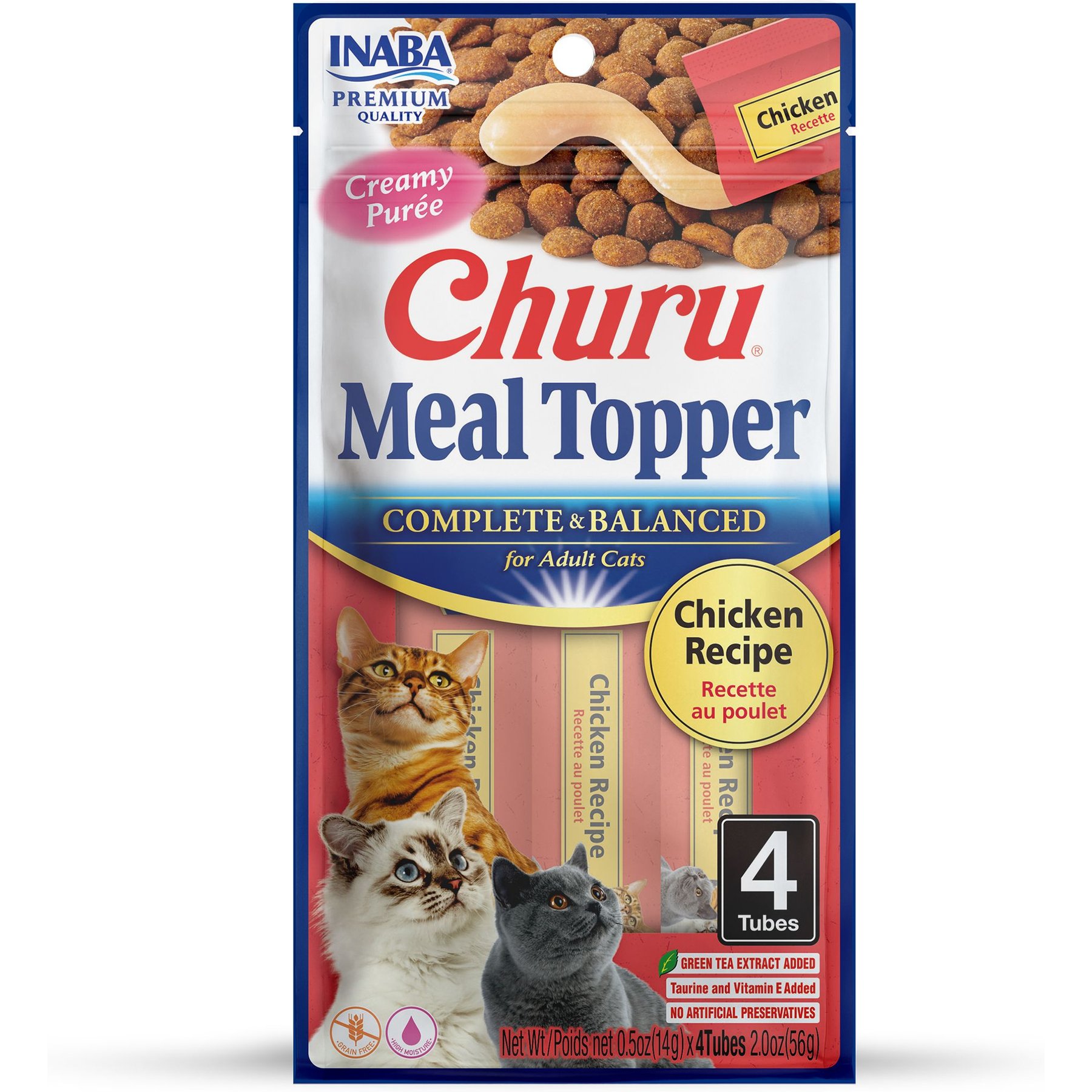 INABA Churu Chicken Recipe Grain Free Cat Food Topper 0.5 oz