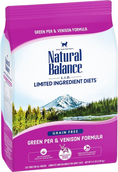 Natural Balance L.I.D. Limited Ingredient Diets Green Pea & Venison Grain-Free Dry Cat Food, 4.5-lb bag slide 1 of 4