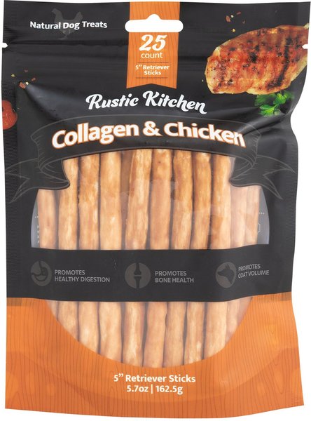 Rustic Kitchen Collagen Retriever Sticks Chicken Flavored Dog Treat, 15 count