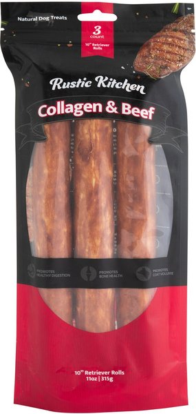 Discontinued - RUSTIC KITCHEN Collagen Retriever 10-in Roll Beef Flavored Dog Treat, 3 count ...