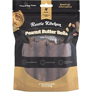 RUSTIC KITCHEN Rawhide Alternative Peanut Butter Retriever 4-in Rolls ...
