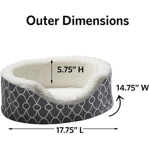 MidWest QuietTime Defender Orthopedic Bolster Cat & Dog Bed with Removable Cover, Gray, 17-in