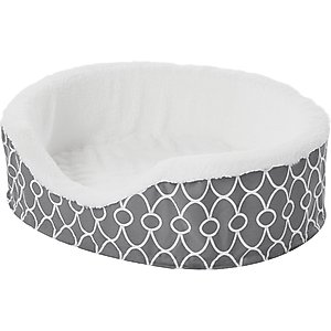MidWest QuietTime Defender Orthopedic Bolster Cat & Dog Bed with Removable Cover, Gray, 28-in