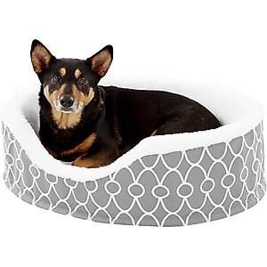 MidWest QuietTime Defender Orthopedic Bolster Cat & Dog Bed with Removable Cover, Gray, 28-in