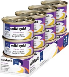 Solid Gold Five Oceans Shreds with Real Tuna Recipe in Gravy Grain-Free Canned Cat Food, 3-oz, case of 12