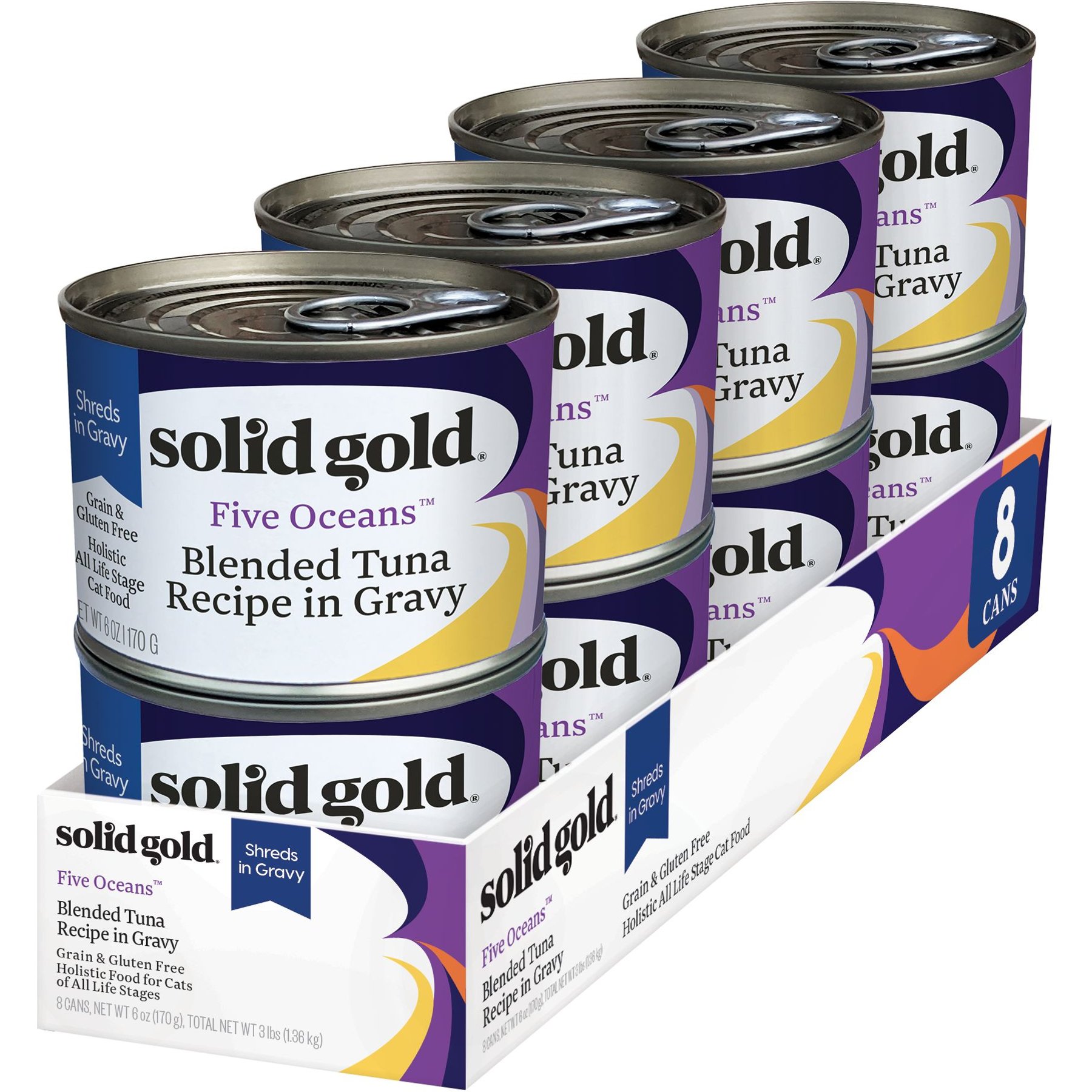 SOLID GOLD Five Oceans Shreds with Real Tuna Recipe in Gravy Grain