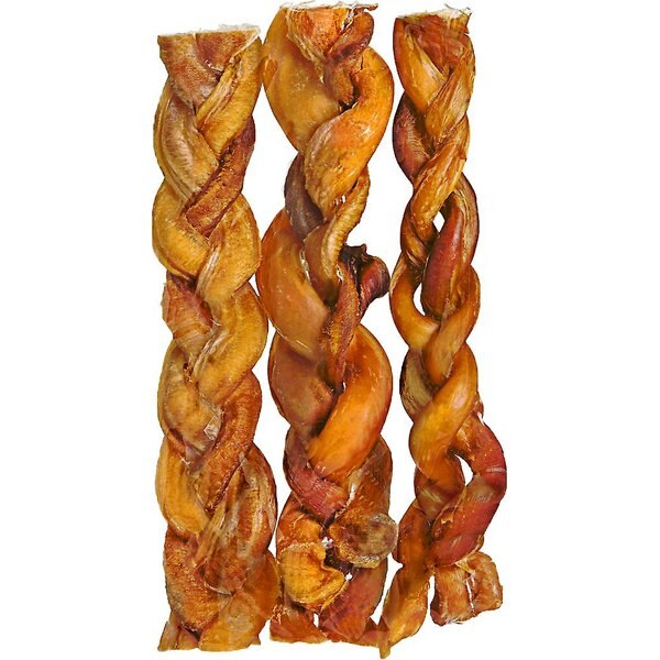 BULLY STICKS Braided 7" Dog Treats, 3 count