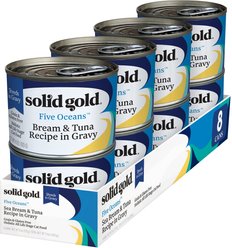 Solid Gold Five Oceans SeaBream & Tuna Recipe in Gravy Grain-Free Canned Cat Food, 6-oz, case of 8
