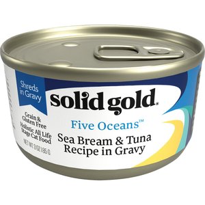 Solid Gold Five Oceans SeaBream & Tuna Recipe in Gravy Grain-Free Canned Cat Food, 6-oz, case of 8