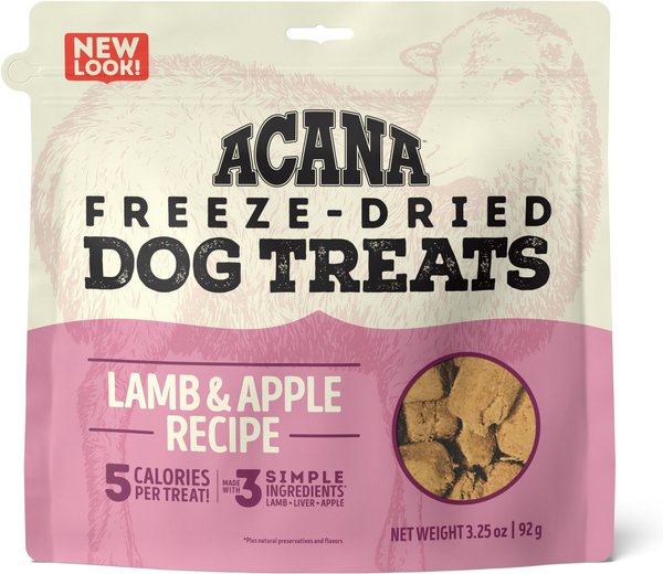 ACANA Singles Lamb & Apple Formula Grain-Free Freeze-Dried Dog Treats, 3.25-oz bag slide 1 of 5