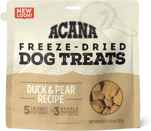 ACANA Singles Duck & Pear Formula Grain-Free Freeze-Dried Dog Treats, 3.25-oz bag slide 1 of 6