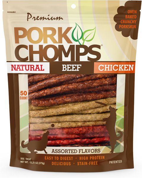 Premium Pork Chomps Munchy Sticks Dog Treats, 50 count slide 1 of 5
