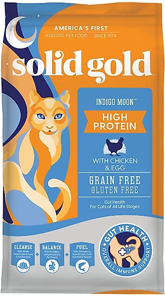 Solid Gold Indigo Moon with Chicken & Eggs Grain-Free High Protein Dry Cat Food, 3-lb bag slide 1 of 9