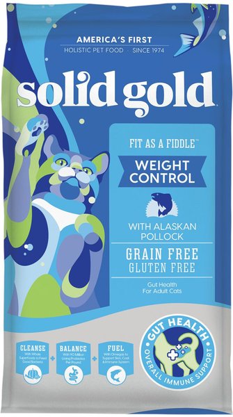 Solid Gold Fit as a Fiddle Weight Control with Alaskan Pollock Grain-Free Adult Dry Cat Food, 3-lb bag slide 1 of 7