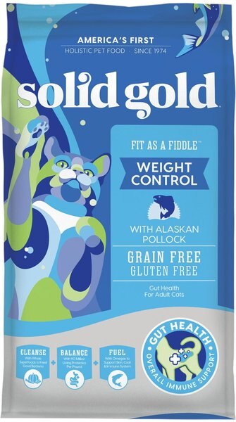 Solid Gold Fit as a Fiddle Weight Control with Alaskan Pollock Grain-Free Adult Dry Cat Food, 6-lb bag slide 1 of 7