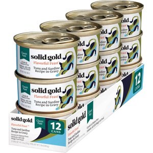 Solid Gold Flavorful Feast in Gravy with Real Tuna & Sardine Grain-Free Canned Cat Food, 3-oz, case of 12
