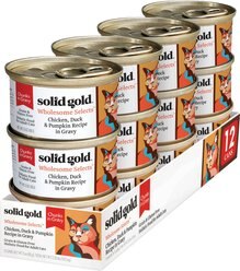 Solid Gold Wholesome Selects with Real Chicken, Duck & Pumpkin Recipe in Gravy Grain-Free Canned Cat Food, 3-oz, case of 12