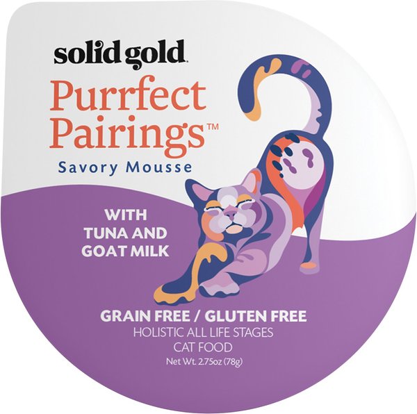 Solid Gold Purrfect Pairings Savory Mousse with Tuna & Goat Milk Grain-Free Cat Food Cups, 2.75-oz, case of 6 slide 1 of 6