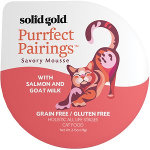Solid Gold Purrfect Pairings Savory Mousse with Salmon & Goat Milk Grain-Free Cat Food Cups, 2.75-oz, case of 6