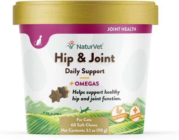 NaturVet Hip & Joint Plus Omegas Soft Chews Joint Supplement for Cats