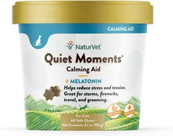 NaturVet Quiet Moments Soft Chews Calming Supplement for Cats, 60 count