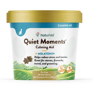 NaturVet Quiet Moments Soft Chews Calming Supplement for Cats, 60 count