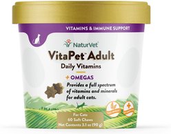 NaturVet VitaPet Adult Plus Omegas Soft Chews Multivitamin for Cats, 60 count slide 1 of 7