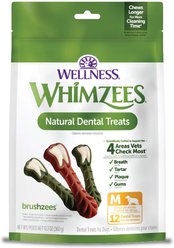 WHIMZEES by Wellness Brushzees Dental Chews Natural Grain-Free Dental Dog Treats, Medium, 12 count