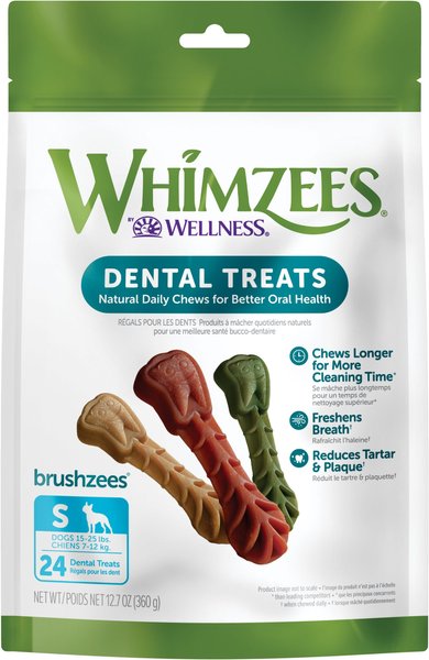 WHIMZEES Brushzees Grain-Free Natural Daily Dental Dog Treats, Small, 24 count slide 1 of 11