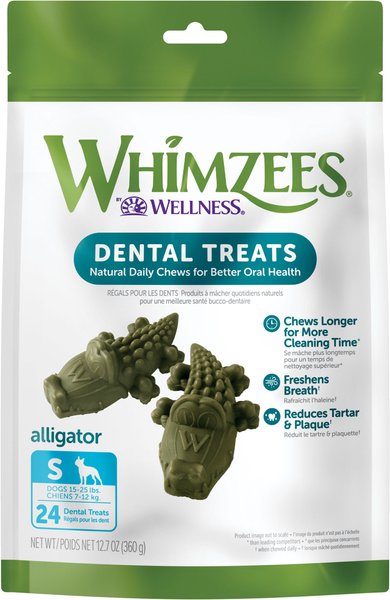 WHIMZEES by Wellness Alligator Dental Chews Natural Grain-Free Dental Dog Treats, Small, 24 count slide 1 of 12