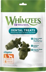 WHIMZEES by Wellness Alligator Dental Chews Natural Grain-Free Dental Dog Treats, Large, 6 count