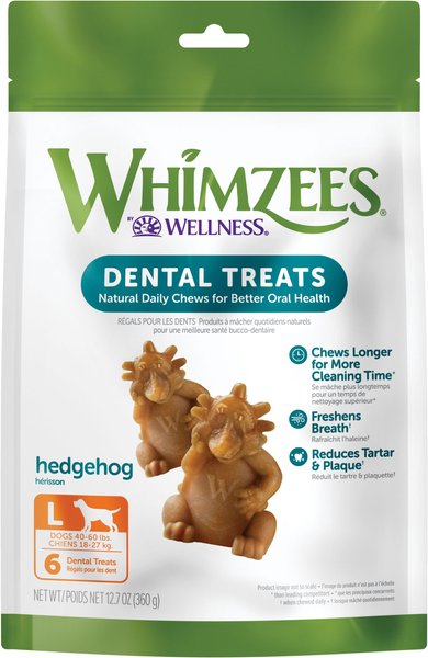 WHIMZEES by Wellness Hedgehog Dental Chews Natural Grain-Free Dental Dog Treats, Large, 6 count slide 1 of 11