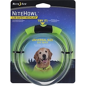 Nite Ize NiteHowl LED Safety Necklace Dog Collar, Green, 12 to 27-in neck, 3/10-in wide