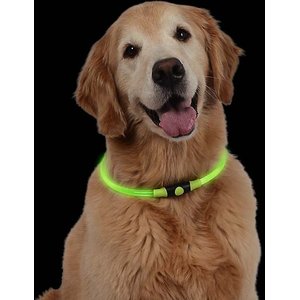 Nite Ize NiteHowl LED Safety Necklace Dog Collar, Green, 12 to 27-in neck, 3/10-in wide