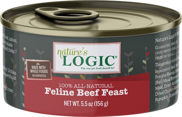 Nature's Logic Feline Beef Feast Grain-Free Canned Cat Food, 5.5-oz, case of 24 slide 1 of 8