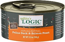 Nature's Logic Feline Duck & Salmon Recipe Grain-Free Canned Cat Food, 5.5-oz, case of 24