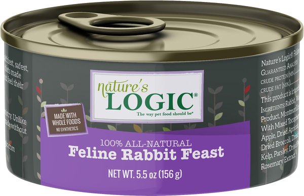 Nature's Logic Feline Rabbit Feast Grain-Free Canned Cat Food, 5.5-oz, case of 24 slide 1 of 8