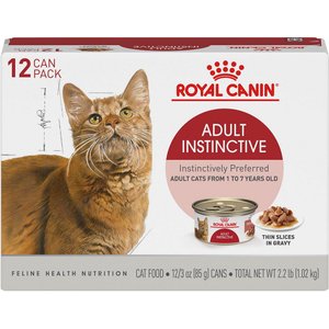 Royal Canin Feline Health Nutrition Adult Instinctive Thin Slices in Gravy Canned Cat Food, 3-oz, pack of 12