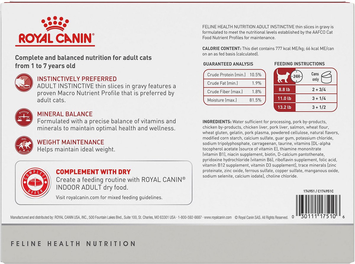 ROYAL CANIN Feline Health Nutrition Adult Instinctive Thin Slices in ...