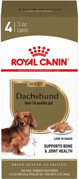 Royal Canin Breed Health Nutrition Dachshund Adult Loaf In Sauce Canned Dog Food, 3-oz, case of 4 slide 1 of 9