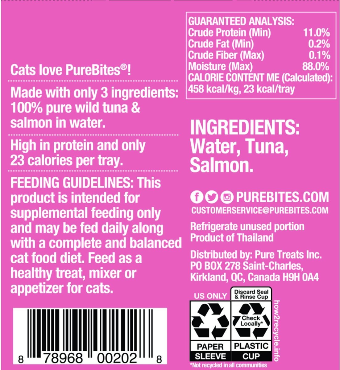 PUREBITES Mixers 100 Wild Skipjack Tuna & Alaskan Salmon in Water Cat Food Topping, 1.76oz