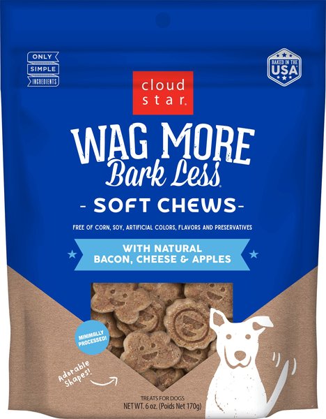 Cloud Star Wag More Bark Less Soft & Chewy with Bacon, Cheese & Apples Dog Treats, 6-oz bag slide 1 of 7