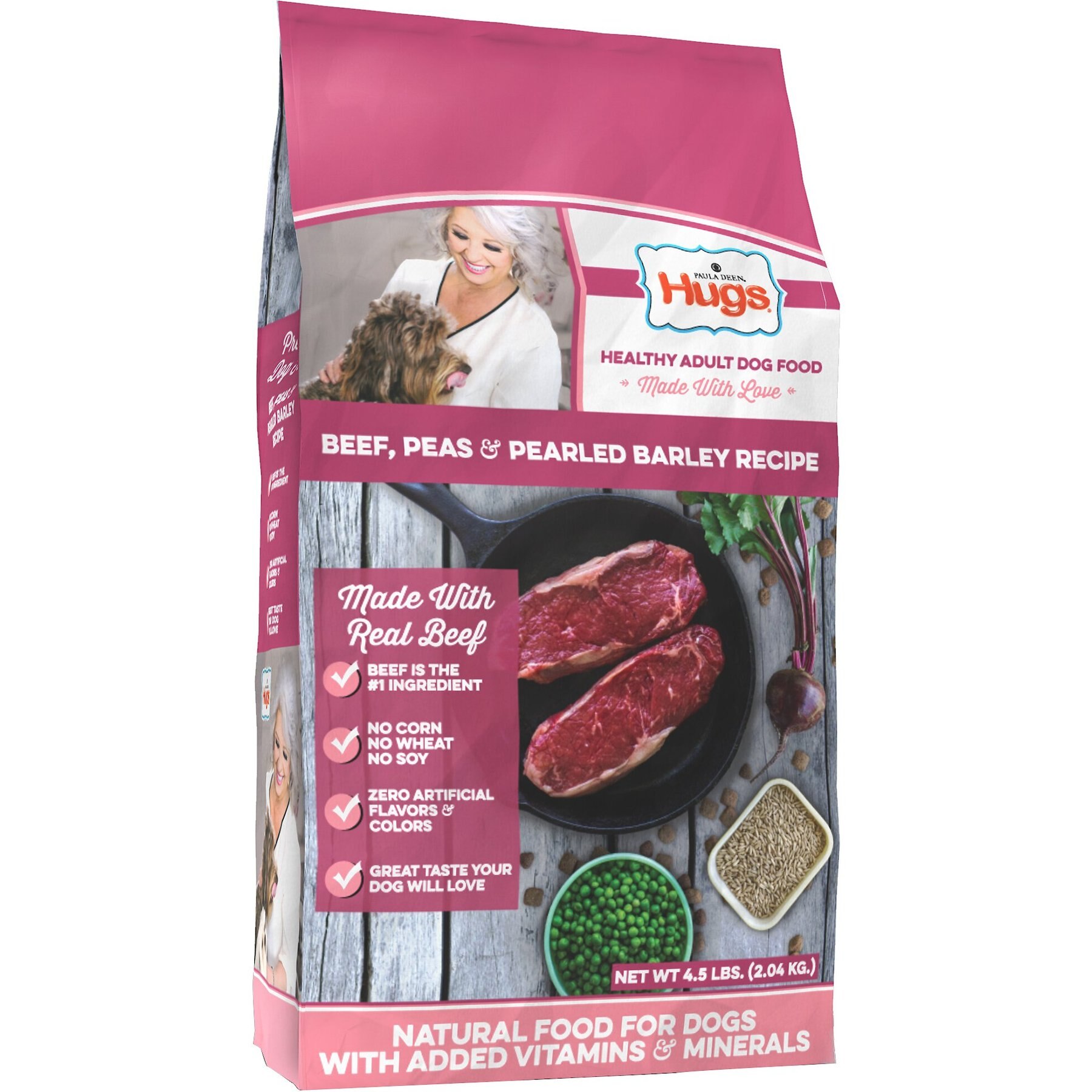 PAULA DEEN HUGS Premium Select Beef Peas Pearled Barley Dry Dog