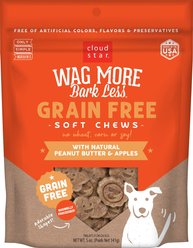 Cloud Star Wag More Bark Less Soft Chews with Peanut Butter & Apples Grain-Free Dog Treats, 5-oz bag