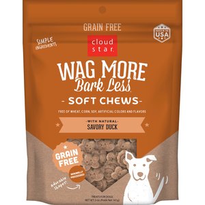 Cloud Star Wag More Bark Less Soft Chews with Savory Duck Grain-Free Dog Treats, 5-oz bag